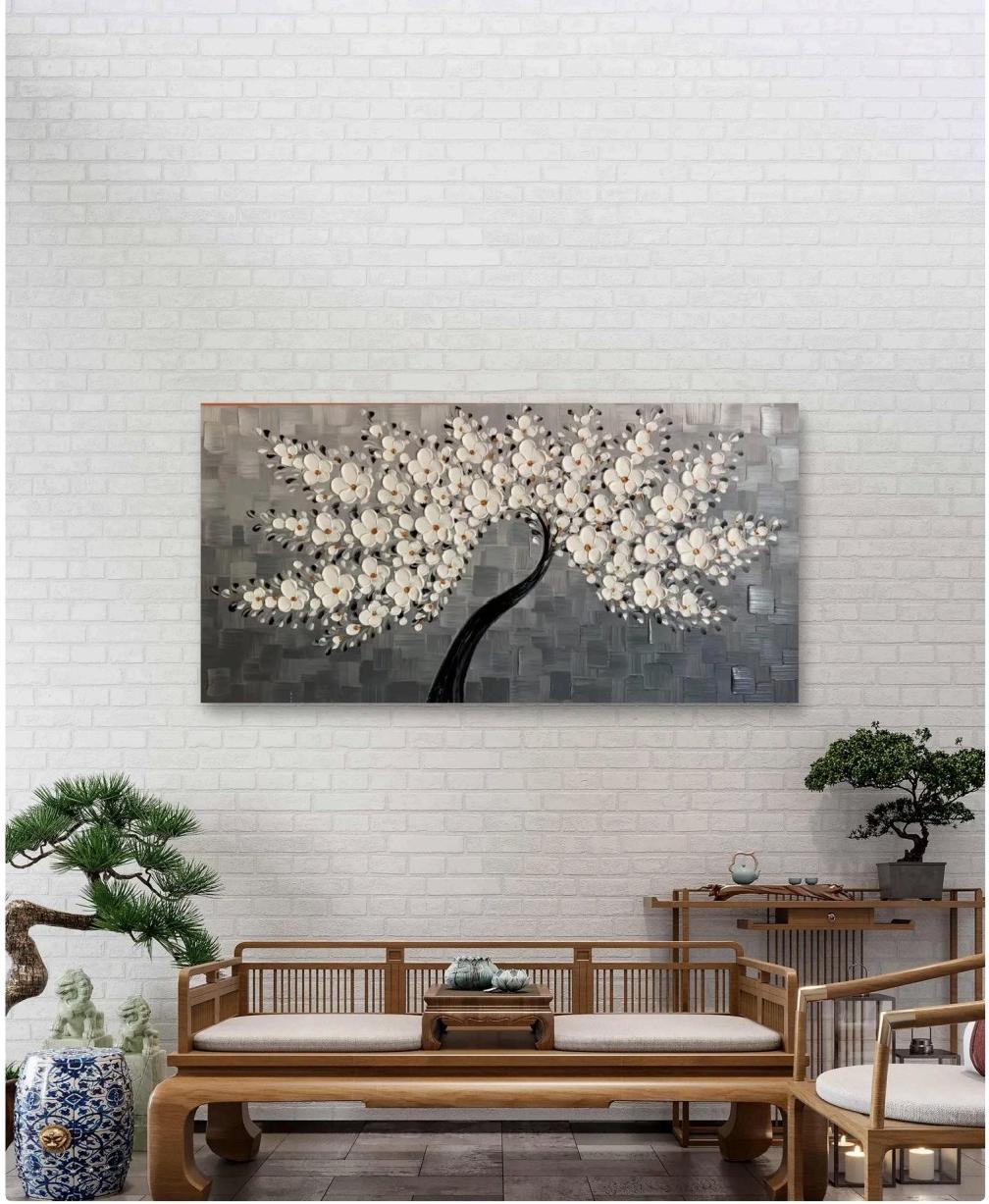 Hand Painted Flower Acrylic Painting Oil painting 3D Textured Wall Art Home decor-Art Flowers