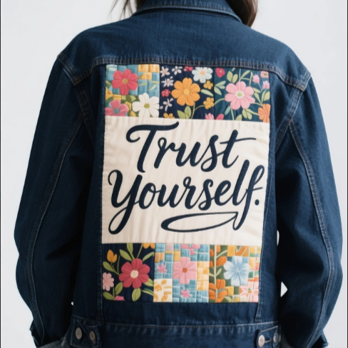 Personalized Denim Jacket With Patchwork Personal Words For Birthday Gift Gift For Her Encourage Gift