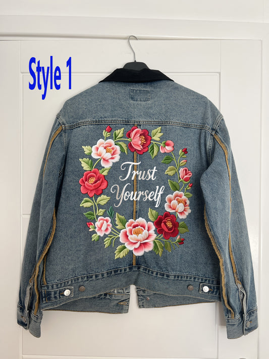 Personalise Embriodery Denim Jacket And Name For Birthday Gift For Her gift for girlfriend
