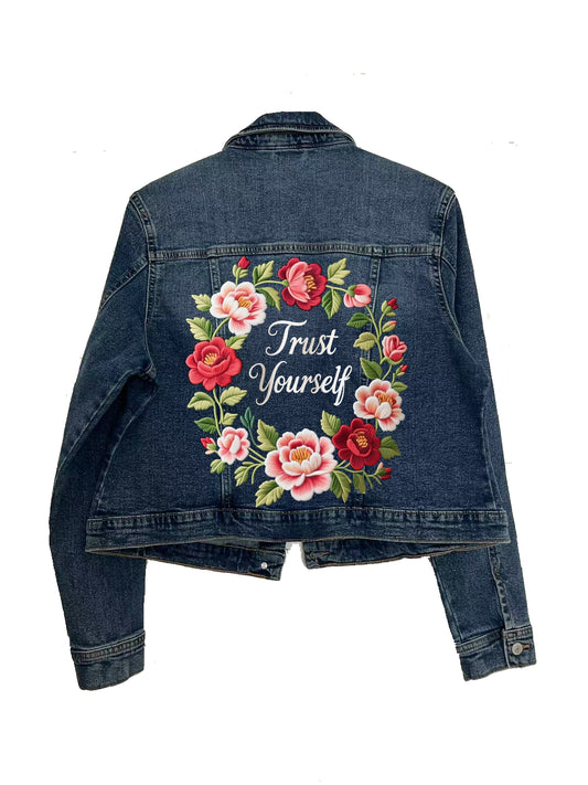 Personalise Denim Jacket with Embroidery With Name For Her Birthday Gift Lady Wear