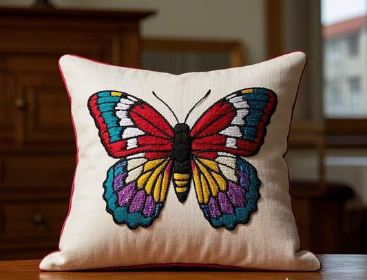 Emboridery Butterfly Cushion Colourful Pillow