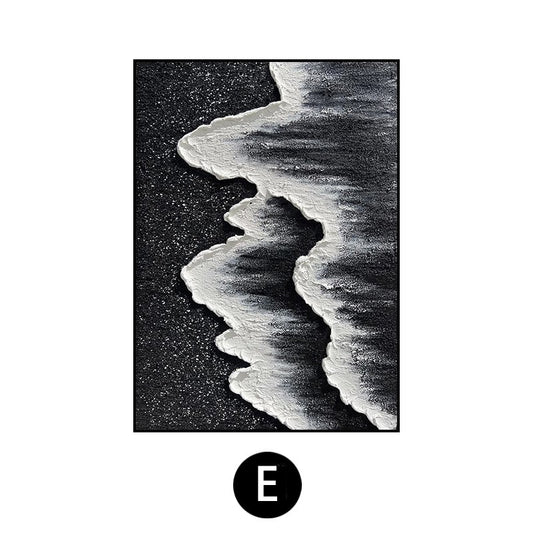 Black and white textured wall Abstract art Black and white Painting Black and white 3D textured oil Painting