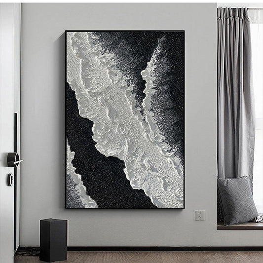 Black textured wall art Black and white Abstract art Black and white Painting Black and white 3D textured wall art