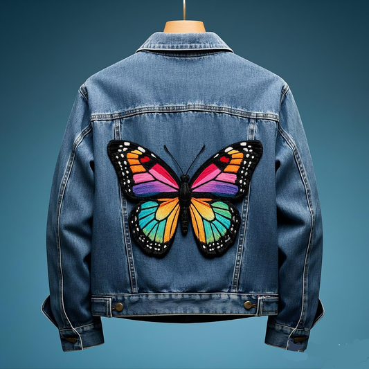 Denim jacket with Embroidery butterfly for her
