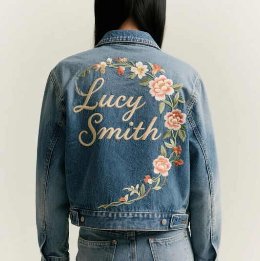 Personalized Denim Jacket With Embroidery Personal Name For Birthday Gift Gift For Her