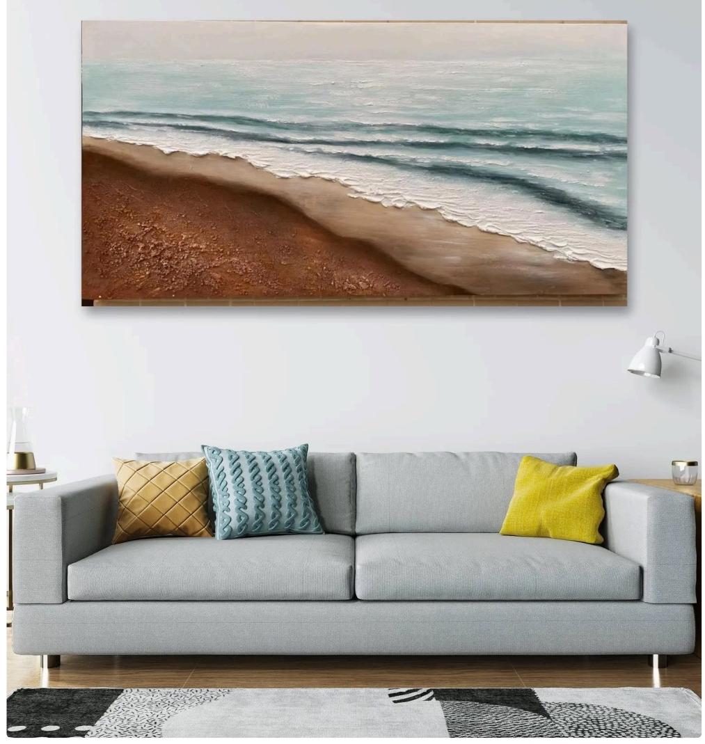 Hand Painted Abstract Acrylic Painting Oil painting 3D Textured Wall Art Home decor-Abstract Textured Seascape Art